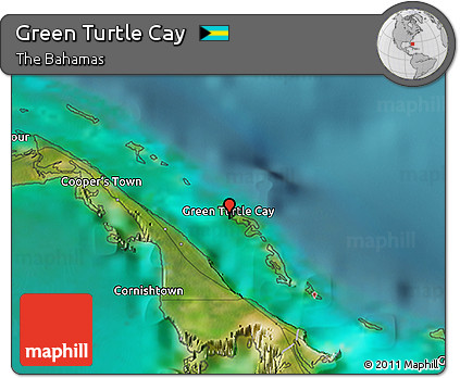 Satellite 3D Map of Green Turtle Cay