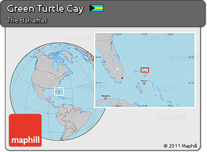Gray Location Map of Green Turtle Cay