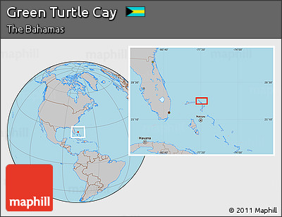 Gray Location Map of Green Turtle Cay