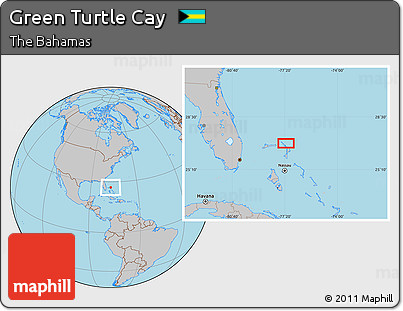 Gray Location Map of Green Turtle Cay