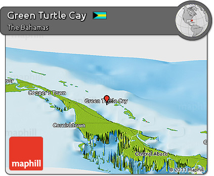 Physical Panoramic Map of Green Turtle Cay