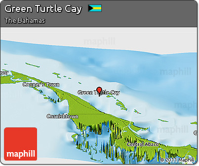 Physical Panoramic Map of Green Turtle Cay