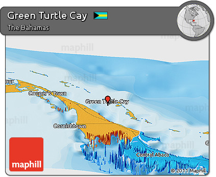 Political Panoramic Map of Green Turtle Cay