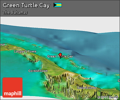 Satellite Panoramic Map of Green Turtle Cay