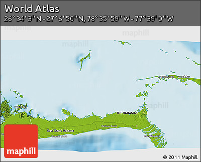 Physical 3D Map of the Area around 26° 50' 27" N, 78° 7' 30" W
