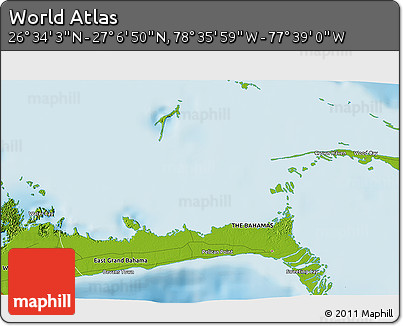Physical 3D Map of the Area around 26° 50' 27" N, 78° 7' 30" W