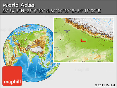 Physical Location Map of the Area around 26° 50' 27" N, 80° 49' 29" E