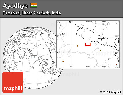 Blank Location Map of Ayodhya