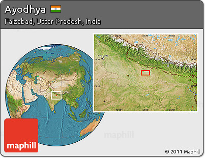 Ayodhya In India Map Free Satellite Location Map Of Ayodhya