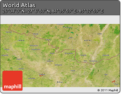 Satellite 3D Map of the Area around 26° 50' 27" N, 85° 4' 29" E