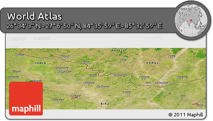 Satellite Panoramic Map of the Area around 26° 50' 27" N, 85° 4' 29" E