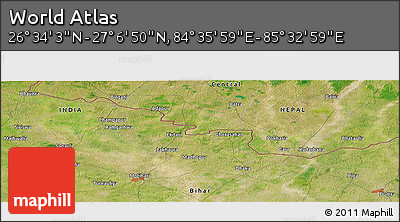 Satellite Panoramic Map of the Area around 26° 50' 27" N, 85° 4' 29" E