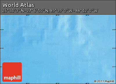 Physical Map of the Area around 26° 50' 27" N, 89° 10' 30" W