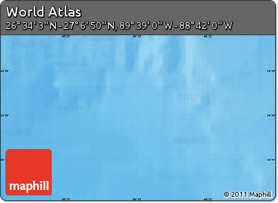 Physical Map of the Area around 26° 50' 27" N, 89° 10' 30" W