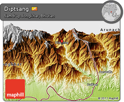 Physical 3D Map of Diptsang