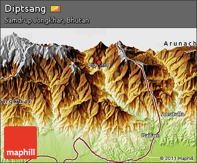 Physical 3D Map of Diptsang