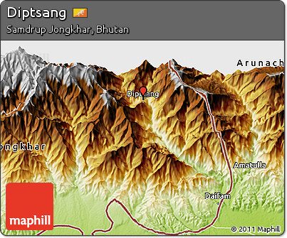 Physical 3D Map of Diptsang