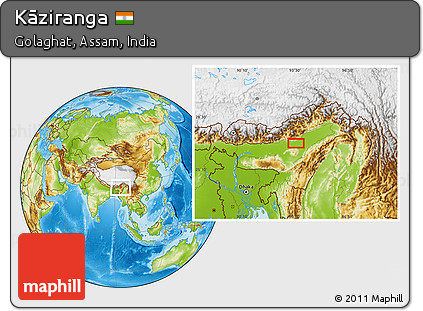 Physical Location Map of Kāziranga