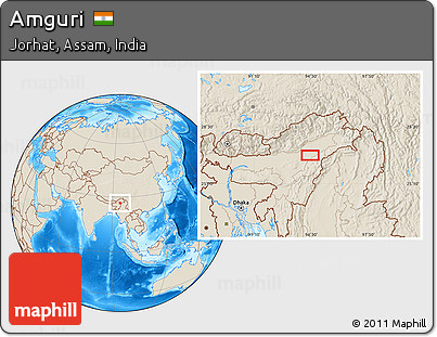 Shaded Relief Location Map of Amguri
