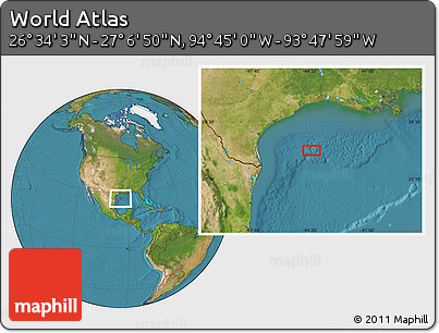 Satellite Location Map of the Area around 26° 50' 27" N, 94° 16' 30" W