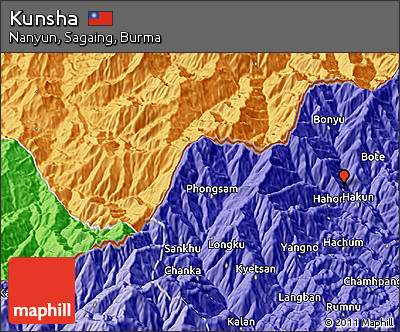 Political 3D Map of Kunsha
