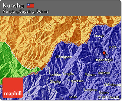 Political 3D Map of Kunsha