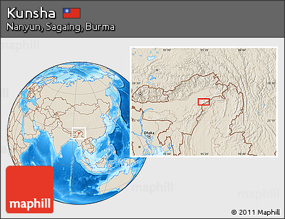 Shaded Relief Location Map of Kunsha