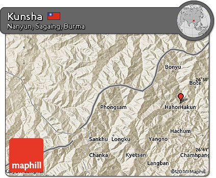 Shaded Relief Map of Kunsha