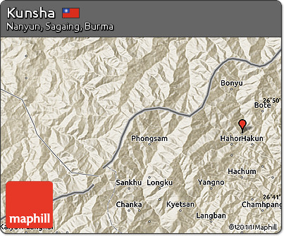 Shaded Relief Map of Kunsha