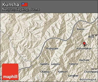 Shaded Relief Map of Kunsha