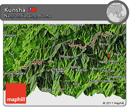 Satellite Panoramic Map of Kunsha
