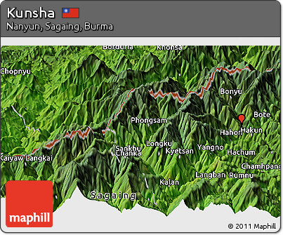 Satellite Panoramic Map of Kunsha