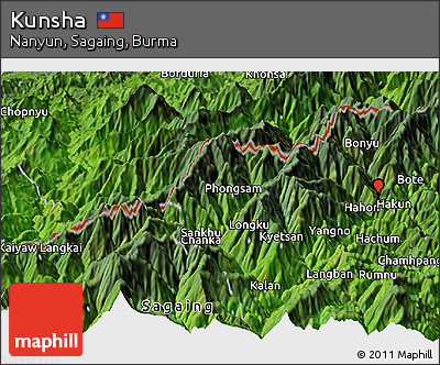Satellite Panoramic Map of Kunsha