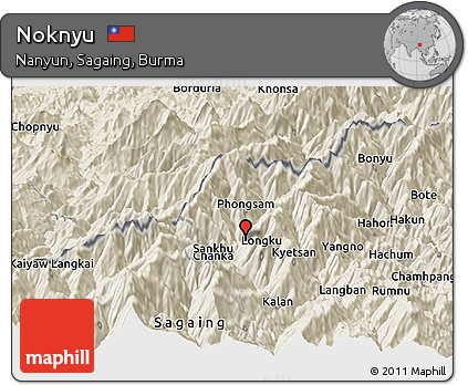 Shaded Relief Panoramic Map of Noknyu