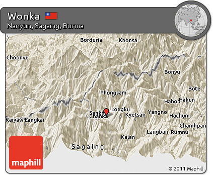 Shaded Relief Panoramic Map of Wonka