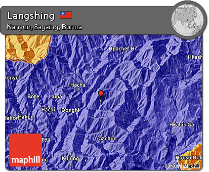 Political 3D Map of Langshing