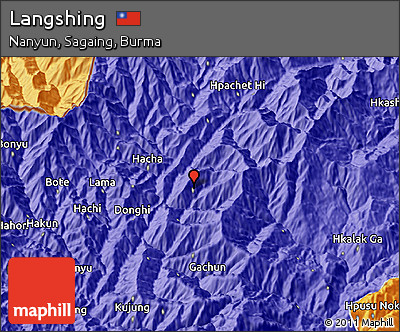 Political 3D Map of Langshing