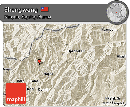 Shaded Relief 3D Map of Shangwang