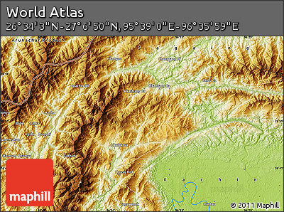 Physical Map of the Area around 26° 50' 27" N, 96° 7' 30" E