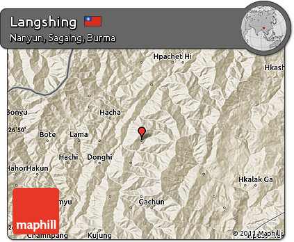 Shaded Relief Map of Langshing