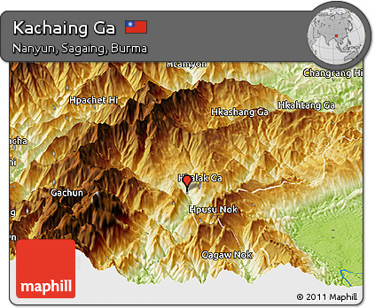 Physical Panoramic Map of Kachaing Ga