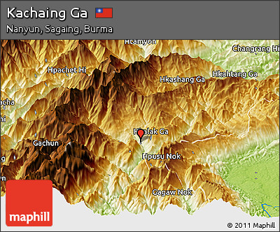 Physical Panoramic Map of Kachaing Ga