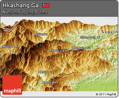 Physical Panoramic Map of Hkashang Ga