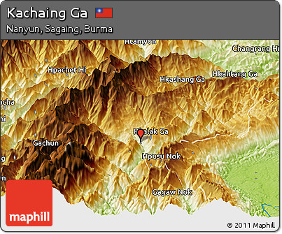 Physical Panoramic Map of Kachaing Ga
