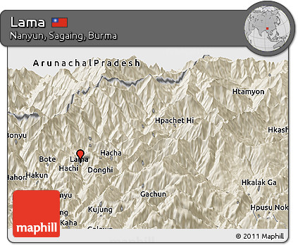 Shaded Relief Panoramic Map of Lama