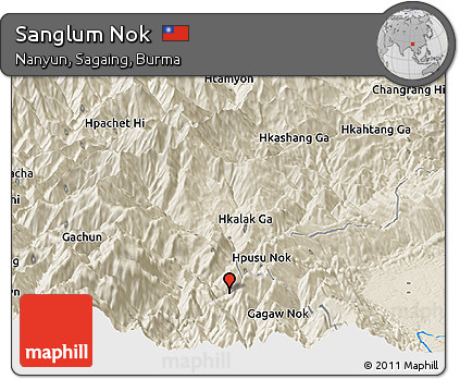 Shaded Relief Panoramic Map of Sanglum Nok