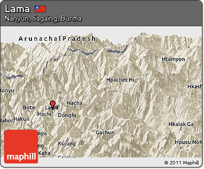 Shaded Relief Panoramic Map of Lama