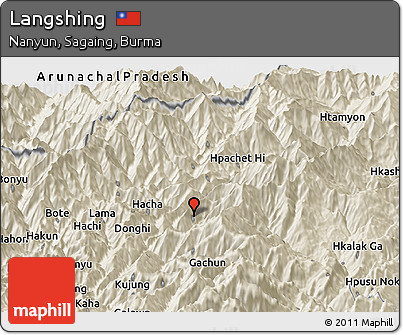 Shaded Relief Panoramic Map of Langshing