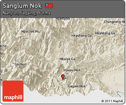 Shaded Relief Panoramic Map of Sanglum Nok