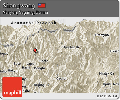 Shaded Relief Panoramic Map of Shangwang